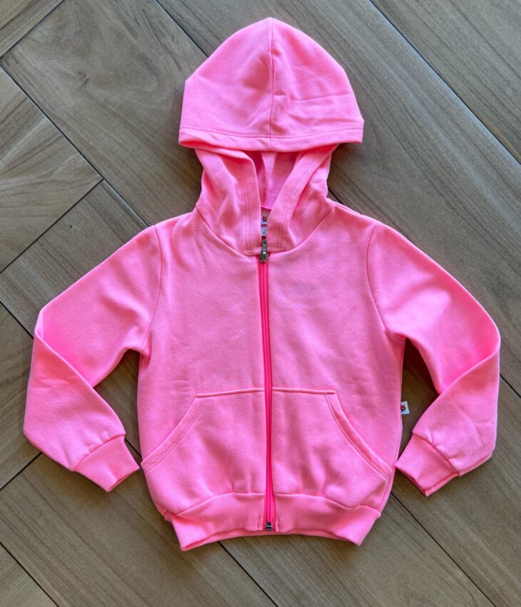 Jaqueta Moletom Infantil Feminina Rosa Neon Fernanda Ramos Kids