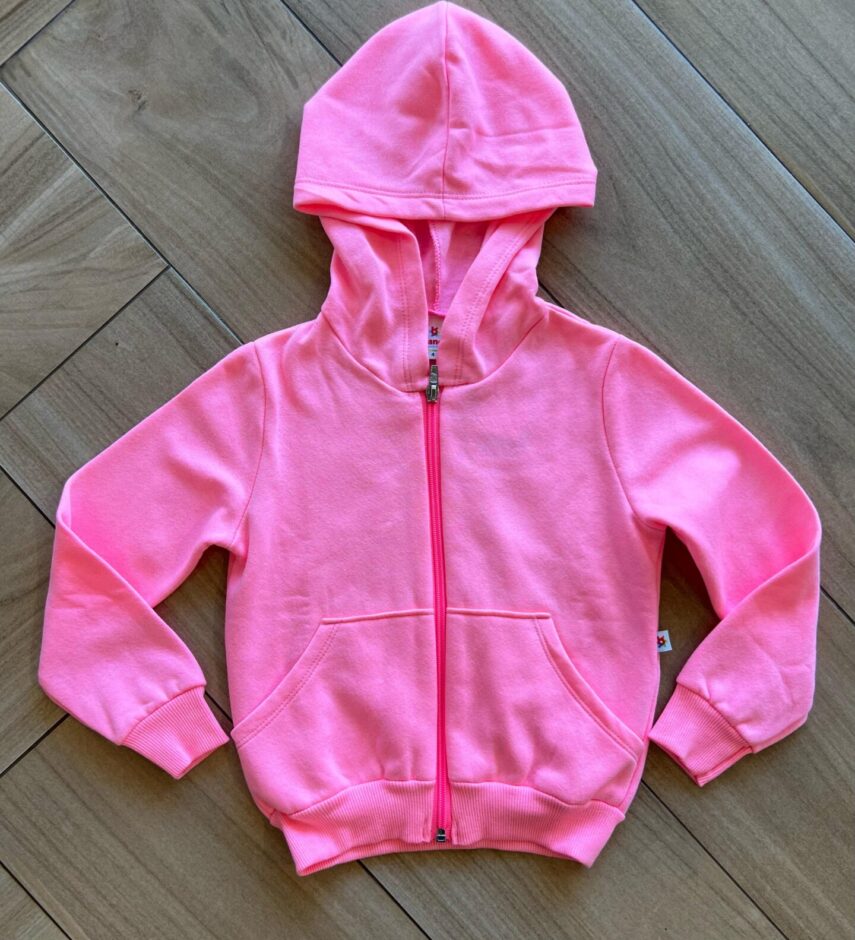Jaqueta Moletom Infantil Feminina Rosa Neon Fernanda Ramos Kids