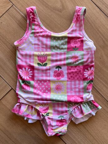 Maiô Feminino Infantil Babado e Estampa Flores Rosa Fernanda Ramos Kids