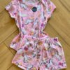 Pijama Infantil Feminino Blusa e Short Unicórnio Rosa Fernanda Ramos Kids