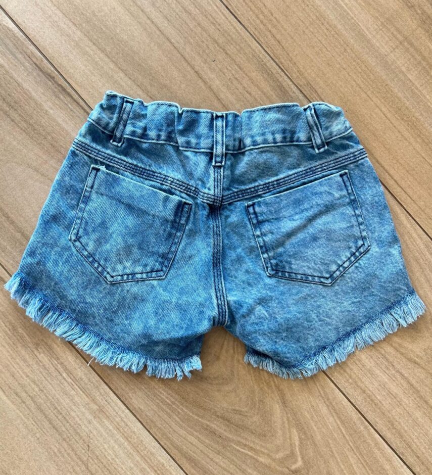 Short Infantil Feminino Jeans Lilo & Stitch Apaixonado Fernanda Ramos Kids
