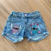 Short Infantil Feminino Jeans Lilo & Stitch Apaixonado Fernanda Ramos Kids