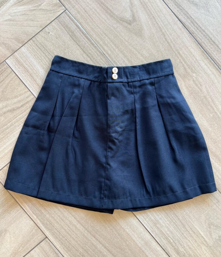 Short Saia Infantil Feminino com Elástico na Cintura Preto Fernanda Ramos Kids
