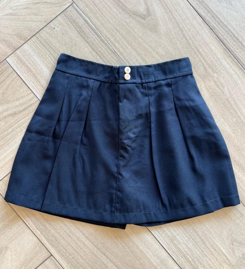 Short Saia Infantil Feminino com Elástico na Cintura Preto Fernanda Ramos Kids