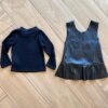 Vestido Infantil Feminino Couro Eco e Blusa Manga Longa Preto Fernanda Ramos Kids