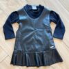 Vestido Infantil Feminino Couro Eco e Blusa Manga Longa Preto Fernanda Ramos Kids