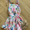 Vestido Infantil Feminino Curto Amarração na Alça Estampa Casinhas Fernanda Ramos Kids