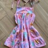 Vestido Infantil Feminino Curto Amarração na Alça Estampa Bichinhos Fernanda Ramos Kids