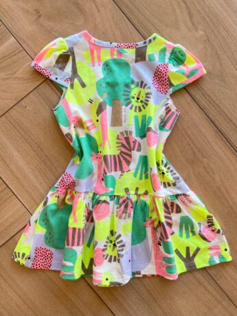 Vestido Infantil Feminino Curto Rodado Manga Curta Estampa Abstrata Fernanda Ramos Kids