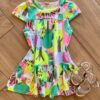 Vestido Infantil Feminino Curto Rodado Manga Curta Estampa Abstrata Fernanda Ramos Kids