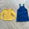Vestido Infantil Feminino Jeans e Blusa Manga Longa Amarela Fernanda Ramos Kids