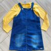 Vestido Infantil Feminino Jeans e Blusa Manga Longa Amarela Fernanda Ramos Kids