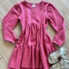 Vestido Infantil Feminino Manga Longa Cotton Quadriculado Rose Fernanda Ramos Kids