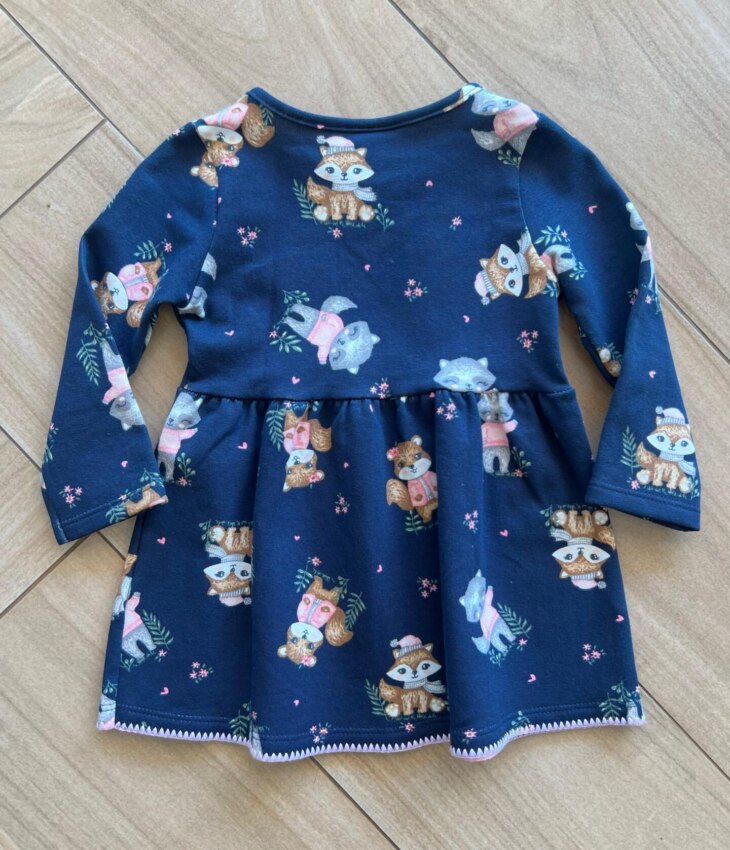 Vestido Infantil Feminino Manga Longa Molecotton Estampado Azul Fernanda Ramos Kids