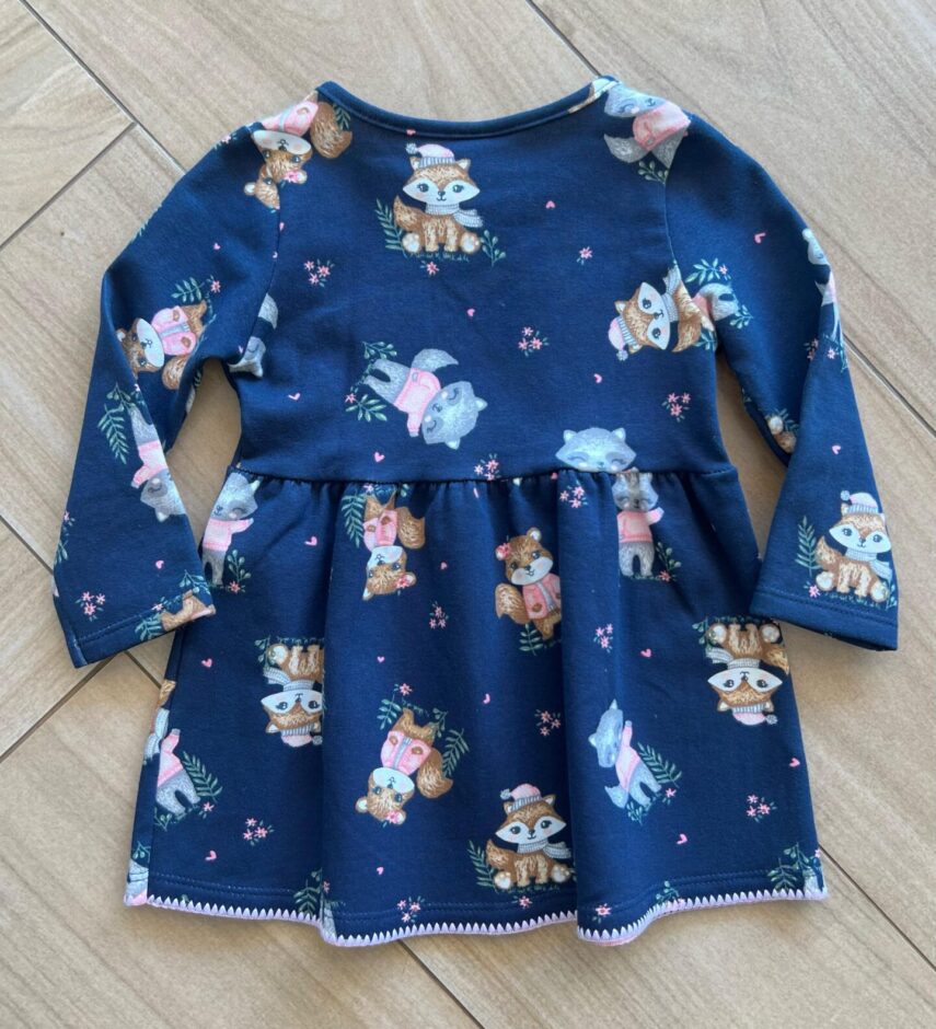 Vestido Infantil Feminino Manga Longa Molecotton Estampado Azul Fernanda Ramos Kids