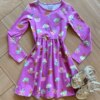 Vestido Infantil Feminino Manga Longa Rodado de Cogumelos Lilás Fernanda Ramos Kids
