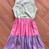Vestido Infantil Feminino Meia Malha em Camadas Coloridas Fernanda Ramos Kids