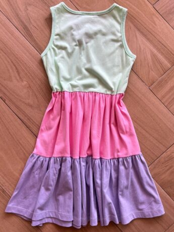 Vestido Infantil Feminino Meia Malha em Camadas Coloridas Fernanda Ramos Kids