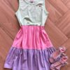 Vestido Infantil Feminino Meia Malha em Camadas Coloridas Fernanda Ramos Kids