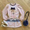 Vestido Infantil Feminino Moletinho Lurex Estampado com Bolsinha Fernanda Ramos Kids