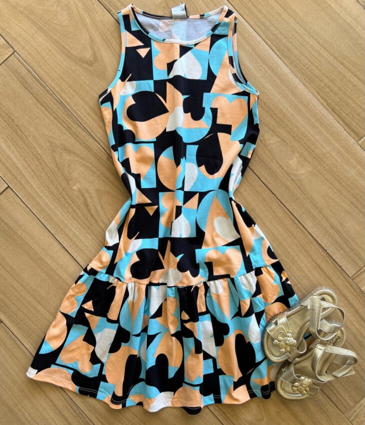Vestido Infantil Feminino Rodado Evase Estampado Fernanda Ramos Kids