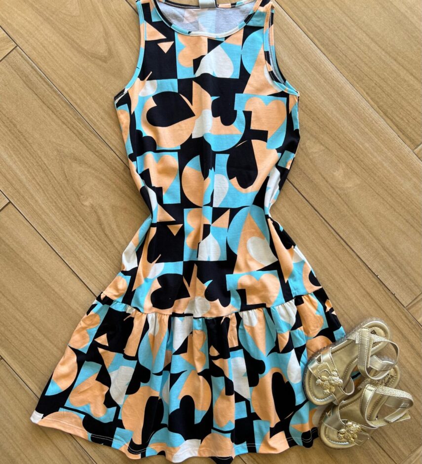 Vestido Infantil Feminino Rodado Evase Estampado Fernanda Ramos Kids