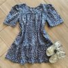 Vestido Infantil Feminino Rodado Manga Curta Animal Print Cinza Fernanda Ramos Kids