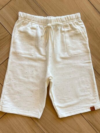 Bermuda Infantil Masculina Off White Mesclada com Pontinhos Preto Fernanda Ramos Kids