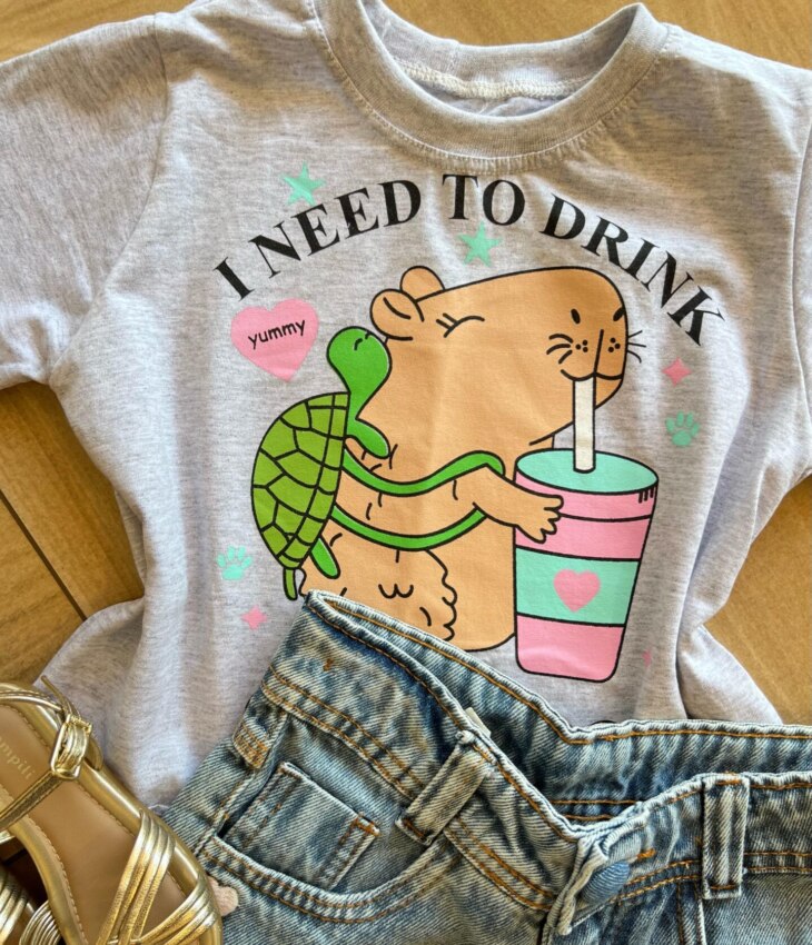 fernandaramoskids com br Blusa Cropped Infantil Feminino Manga Curta I Need To Drink1