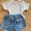 fernandaramoskids com br Blusa Cropped Infantil Feminino Manga Curta Capivara Off White2