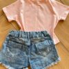 fernandaramoskids com br Blusa Cropped Infantil Feminino Manga Curta Vários Stich Rosa2