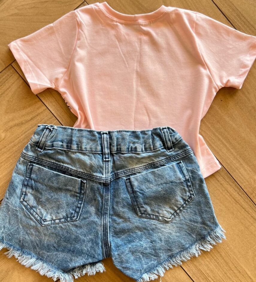 fernandaramoskids com br Blusa Cropped Infantil Feminino Manga Curta Vários Stich Rosa2