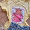 fernandaramoskids com br Blusa Infantil Feminina Manga Curta Malha Amarela de Capivara1
