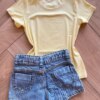fernandaramoskids com br Blusa Infantil Feminina Manga Curta Malha Amarela de Capivara2