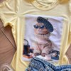 fernandaramoskids com br Blusa Infantil Feminina Manga Curta Malha Amarela de Gatinho1
