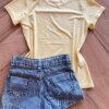 fernandaramoskids com br Blusa Infantil Feminina Manga Curta Malha Amarela Lemon2