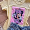 fernandaramoskids com br Blusa Infantil Feminina Manga Curta Malha Amarela Minnie1