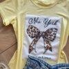fernandaramoskids com br Blusa Infantil Feminina Manga Curta Malha Amarela New York1