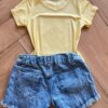 fernandaramoskids com br Blusa Infantil Feminina Manga Curta Malha Amarela Stich Azul2