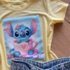 fernandaramoskids com br Blusa Infantil Feminina Manga Curta Malha Amarela Stich Cozinheiro1