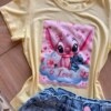 fernandaramoskids com br Blusa Infantil Feminina Manga Curta Malha Amarela Stich Love1