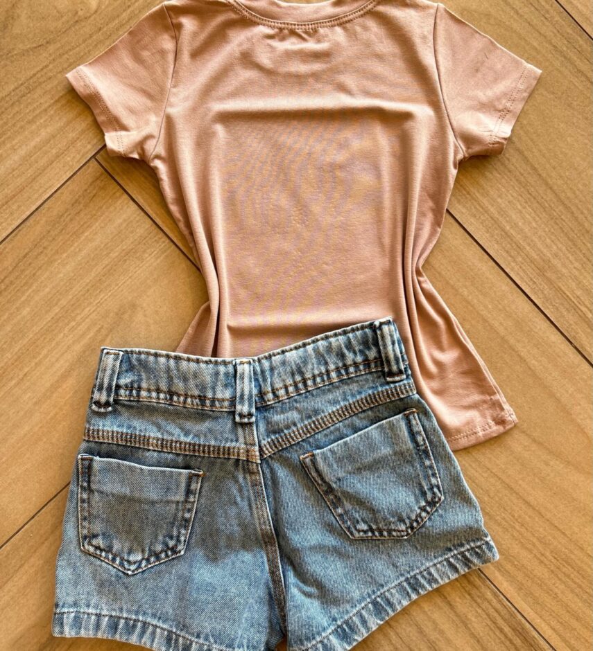 fernandaramoskids com br Blusa Infantil Feminina Manga Curta Malha Bege Estampada2