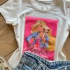 fernandaramoskids com br Blusa Infantil Feminina Manga Curta Malha Branca Barbie1
