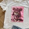 fernandaramoskids com br Blusa Infantil Feminina Manga Curta Malha Branca Gatinho1