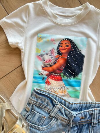 fernandaramoskids com br Blusa Infantil Feminina Manga Curta Malha Branca Moana1
