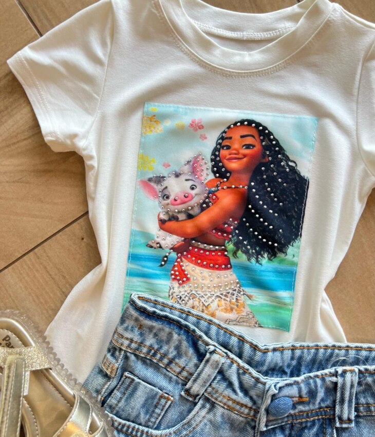 fernandaramoskids com br Blusa Infantil Feminina Manga Curta Malha Branca Moana1
