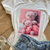fernandaramoskids com br Blusa Infantil Feminina Manga Curta Malha Branca Ursinho1