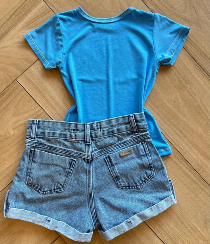 fernandaramoskids com br Blusa Infantil Feminina Manga Curta Malha Capivara Azul2