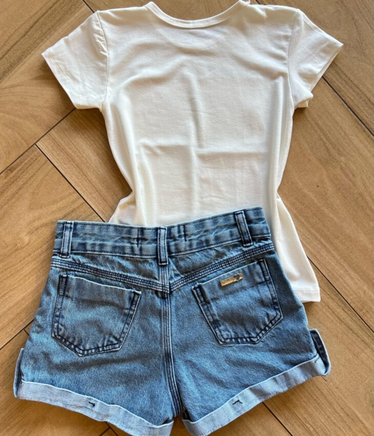fernandaramoskids com br Blusa Infantil Feminina Manga Curta Malha Capivara Off White2
