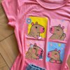fernandaramoskids com br Blusa Infantil Feminina Manga Curta Malha Capivara Rosa1